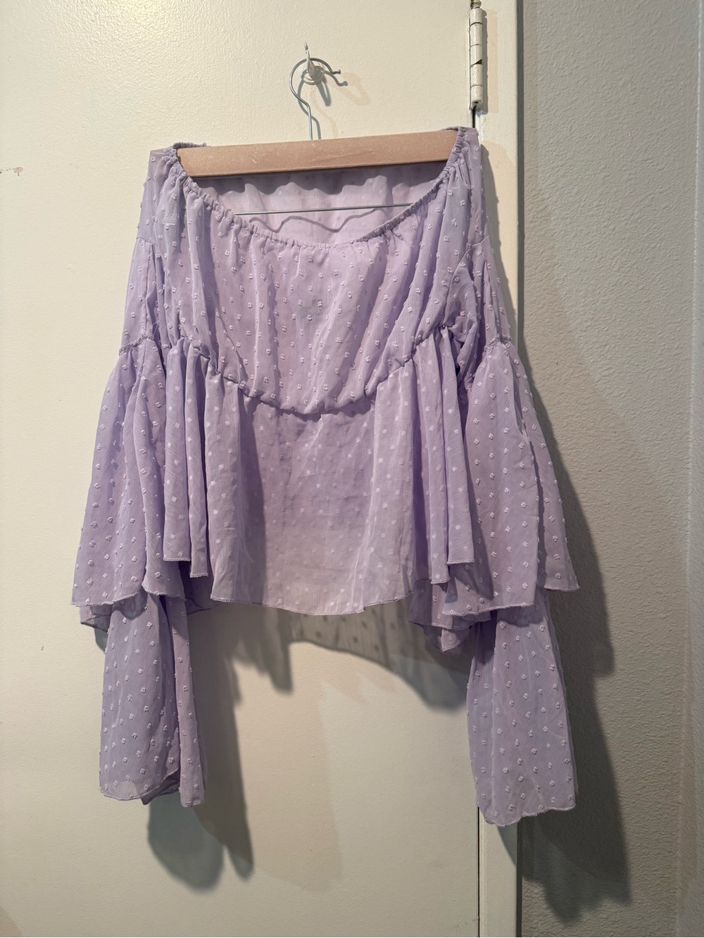 Lavender Swiss Dot Tiered Maxi Top